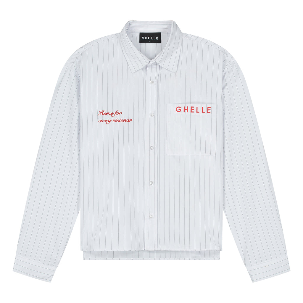 Pintstripe Long Sleeve Shirt White