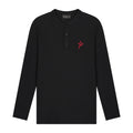 Henley Waffle Long-sleeve - Black