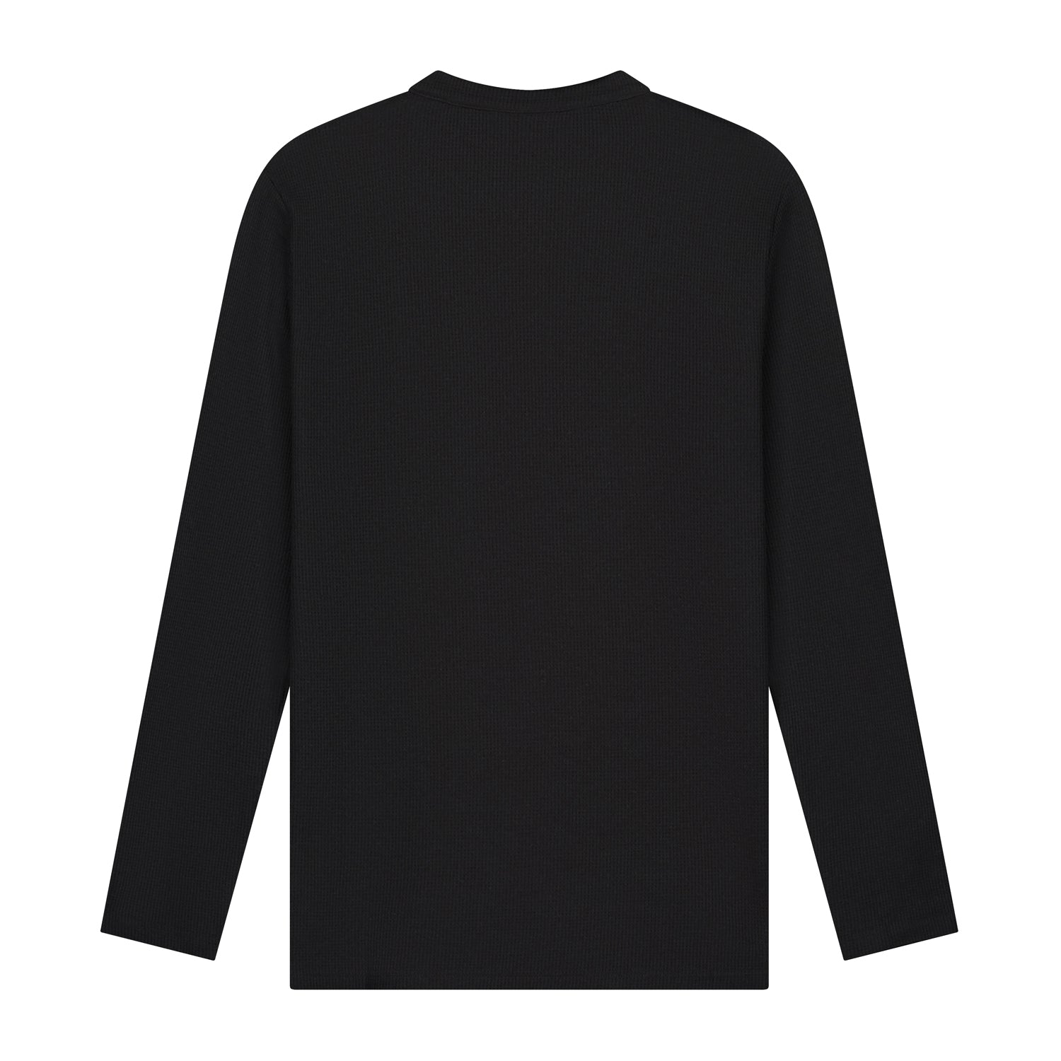 Henley Waffle Long-sleeve - Black