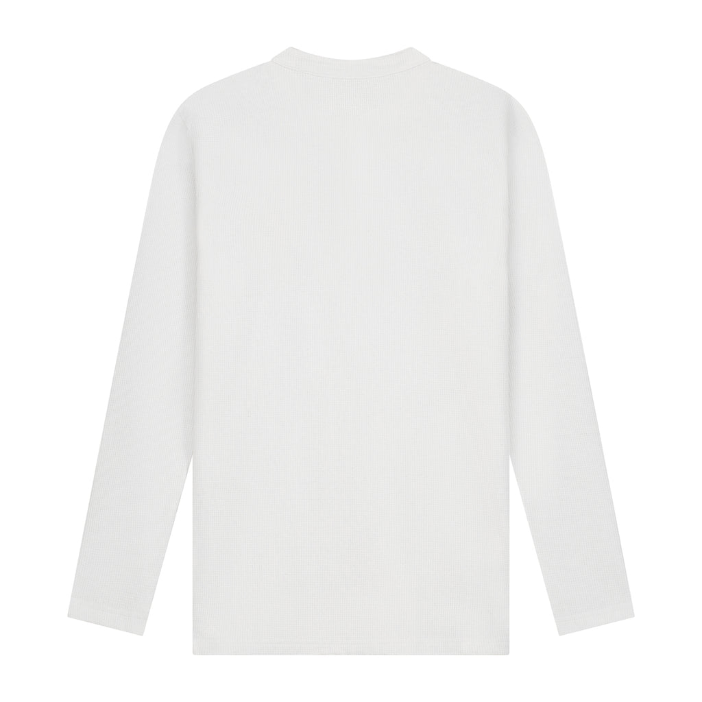 Henley Waffle Long-sleeve - White
