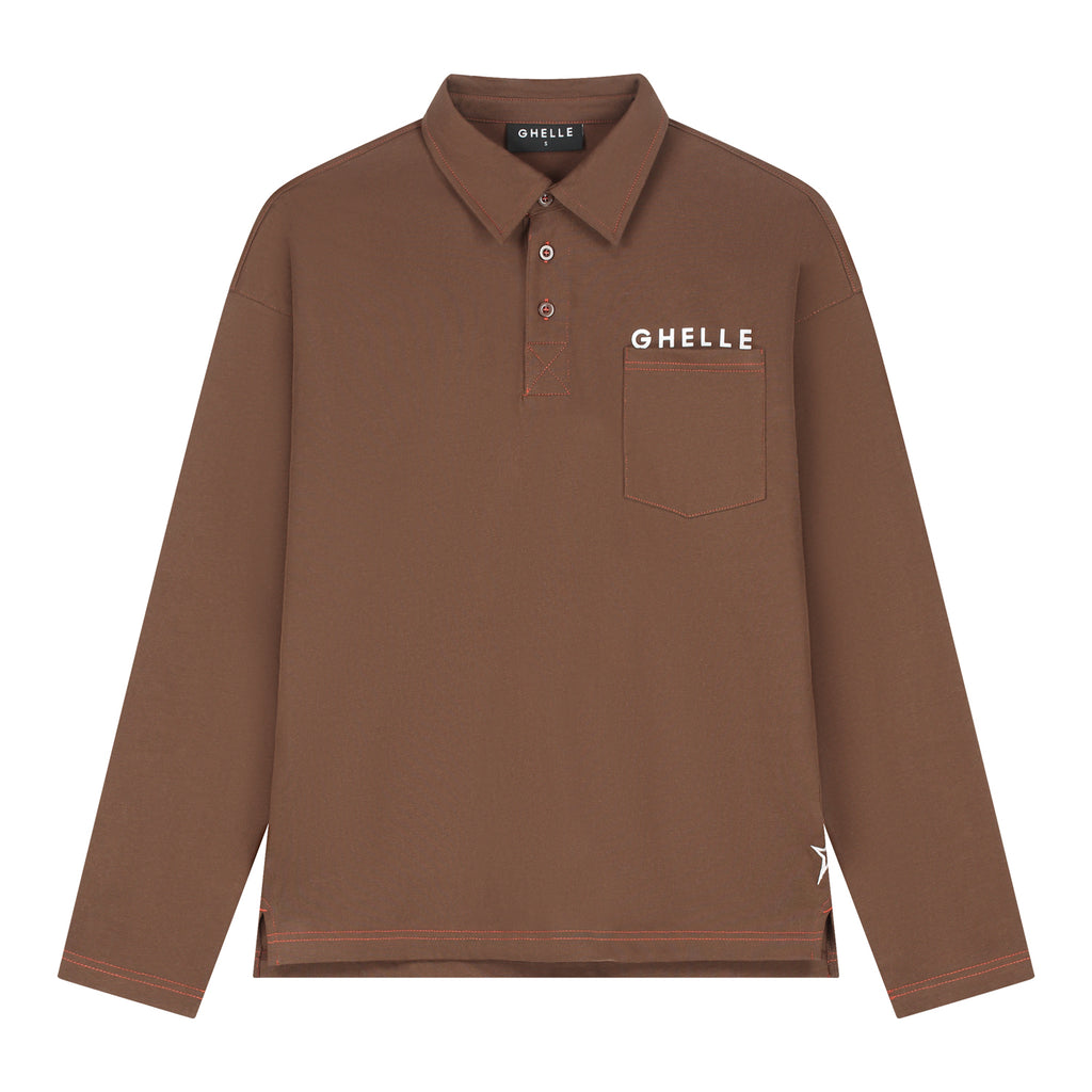 Long Sleeve Polo Brown