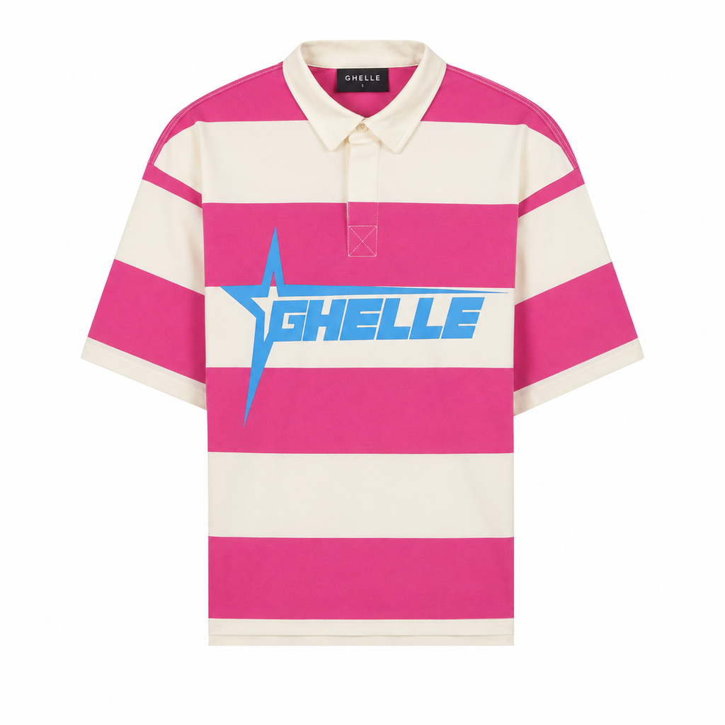 Striped Rugby Polo Pink