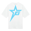 Ghelle t-shirt wit met grote blauwe ster logo achterkant streetwear